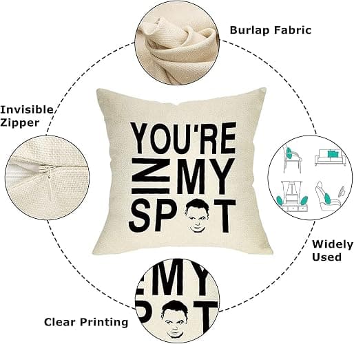Pycat You're in My SPOT Throw Pillow Cover 16x16 for Sofa Couch, Farmhouse Pillowcase Cushion Case Home Decor, Seasonal Engagement Present Housewarming Gift Wedding Decorative Cotton Linen Decorations thumbnail 4