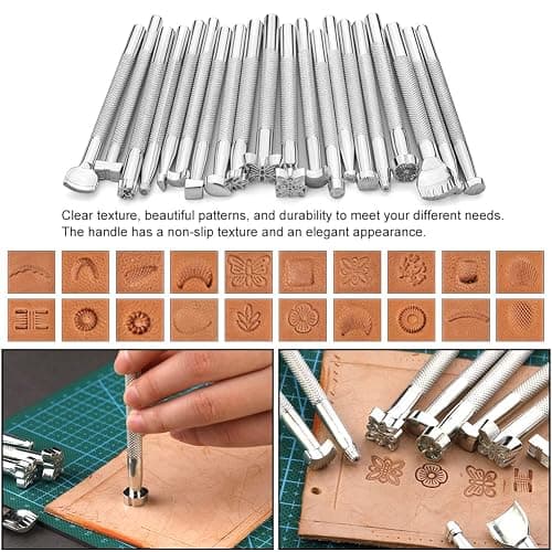 TLKKUE Leather Working Tools Leather Craft Tools for Carving Stamping Sewing Punching Cutting with Custom Storage Bag Professional Tooling Kit for Crafting, Repair & DIY Projects thumbnail 4