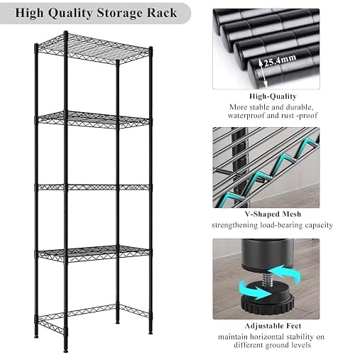 ToiULik 4 Tier Mini Fridge Shelf with Storage Over Mini Fridge Storage and Microwave Stand Height Adjustable Metal Storage Rack for Dorm Kitchen Office(White thumbnail 5