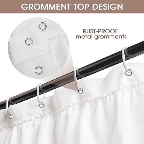 Volens White Shower Curtain Fabric Ruffle for Bathroom,72in Long thumbnail 9