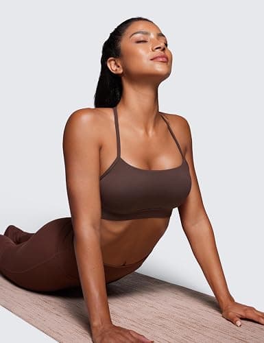 CRZ YOGA Butterluxe Y Back Sports Bras for Women - Padded Racerback Low Impact Spaghetti Thin Strap Workout Yoga Top thumbnail 3