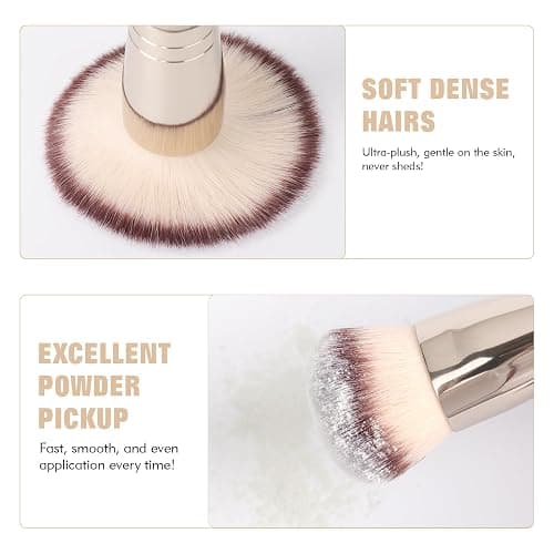 Dual-Ended Foundation Brush: Round & Angled Pro-Grade makeup brushes, 100% Vegan Synthetic Makeup Brush for Flawless Blending and Application of Liquid, Powder, Cream, Blush thumbnail 5