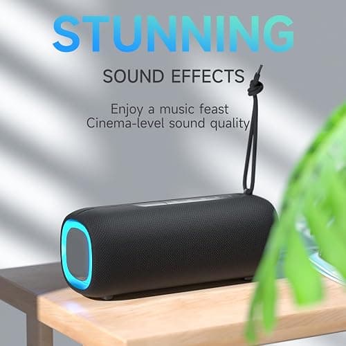 Portable Bluetooth Speaker, Wireless Bluetooth Speaker with Clear Loud Stereo Sound, IPX5 Waterproof Speakers with RGB Lights, BT5.3, Long Playtime, TWS Pairing for Home Outdoor Party Beach Travel thumbnail 2