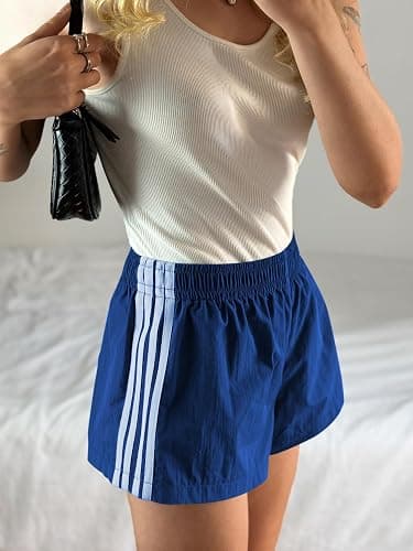 MakeMeChic Women's Striped Summer Shorts Workout Running Shorts Mini Micro Sweat Track Shorts Gym Athletic Wear thumbnail 4