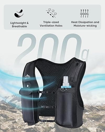 Zelvot Running Vest for Women Men, USA Original Patent, Adjustable Chest Straps Running Hydration Vest with 500ml Soft Flask, Breathable Reflective Hydration Backpack for Marathon - Black - XS-S thumbnail 6
