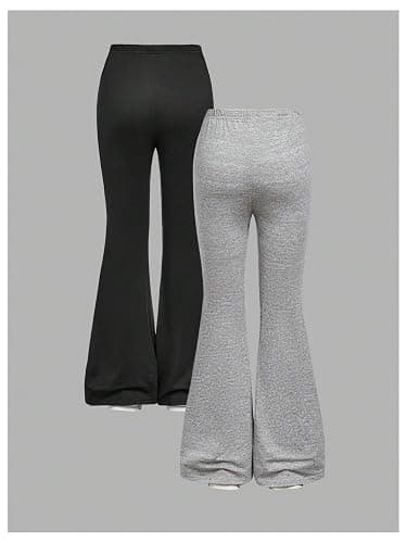 RoseSeek 2 Pack Girl's Letter Graphic Flare Leggings Bowknot Elastic Waist Bell Bottom Pants Soft Yoga Pants thumbnail 2