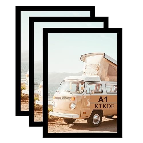 KTKDE A1 Black Modern Picture or Poster Frame 3 Pack,23.4x33 Poster Frame Black Woodgrain, Vertical & Horizontal Wall Hanging Large Picture Frame for Photos, Posters & Art Prints - Image 1