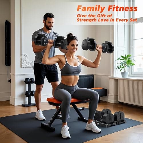 Rendpas Adjustable Dumbbells Set of 2, 1 Hand Adjustable Weights Dumbbells Set, 5 in 1/10 in 1 Free Dumbbell with Anti-Slip Texture Handle, 25/55/80lb Pair Weight Set For Home Gym Suit both Men and Women thumbnail 6
