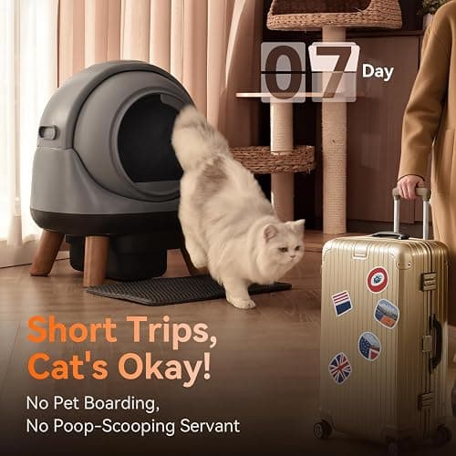Self Cleaning Litter Box for Multiple Cats, G1 Automatic Cat Litter Box, Self-Cleaning Robot with Smart APP Control and Health Monitoring, Includes 2 Roll Trash Bag and Litter Mat, Grey thumbnail 4