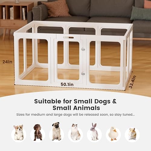Gardner Pet Clear Acrylic Dog Playpen, 24" H 10 Planes Transparent Dog Fence Indoor, Sturdy Pet Pen for Puppy/Small Dog/Rabbit/Cat/Pig, Easy Assemble & Cleaning Plastic Whelping Box Enclosure, White thumbnail 2