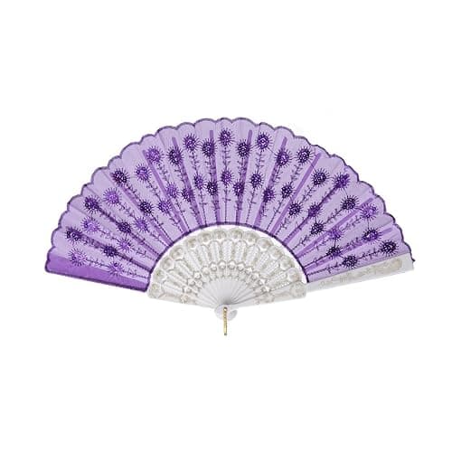QIRMIZI 10 PACK Fabric Folding Handheld Fans, Perfect for Weddings, Parties, and Dancing,Purple thumbnail 7
