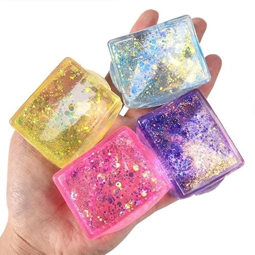 1Pcs Glitter Ice Cube Squishies,Soft Stress Relief Ice Cube for Adults & Teens,Colorful Sugar Stress Balls Sensory Squeezes Gift for Office Desk Party Favors thumbnail 6