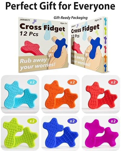 12 Pcs Cross Fidget Toy, Textured Worry Pocket Cross, Quiet Sensory Toy for Autism ADHD, Stress Relief, Christian Prayer Cross Fidget for Church Giveaways, Sunday School, Classroom Prizes. thumbnail 5