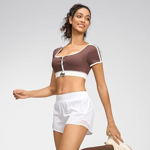 MCEDAR Women's Low Waisted Running Shorts 4" with Mesh-Lined Active Workout Quick Dry Gym Athletic Sports Short Zip Pocket thumbnail 3