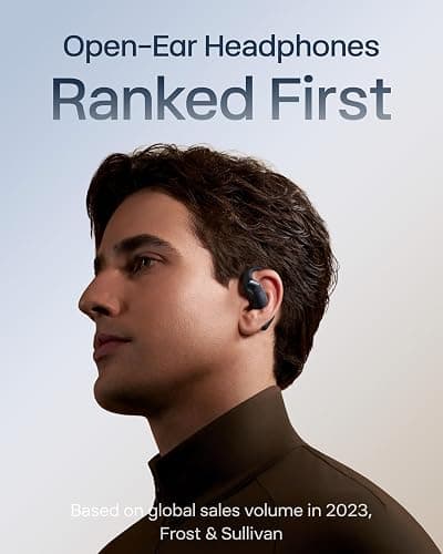 SHOKZ NEW OpenFit 2+ Open-Ear Headphones, Dolby Audio Enabled, Comfortable Earbuds with Soft Ear Hooks, 48H Playtime, IP55 Water-Resistant, USB-C Fast Charging, Wireless Charging, Carrying Bag, Black thumbnail 2
