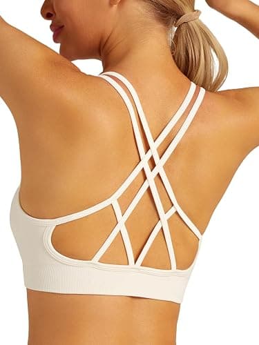 RUNNING GIRL Sports Bras for Women Pack Criss Cross Back Sexy Strappy Sports Bra Seamless Padded Yoga Bra with Removable Cups thumbnail 2