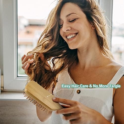 100% Bamboo Hair Brushes and Comb Set by Combetter, Comb for Women and Detangling, Great on All Hair, Eco-Friendly and Handmade for Women Men and Kids thumbnail 8