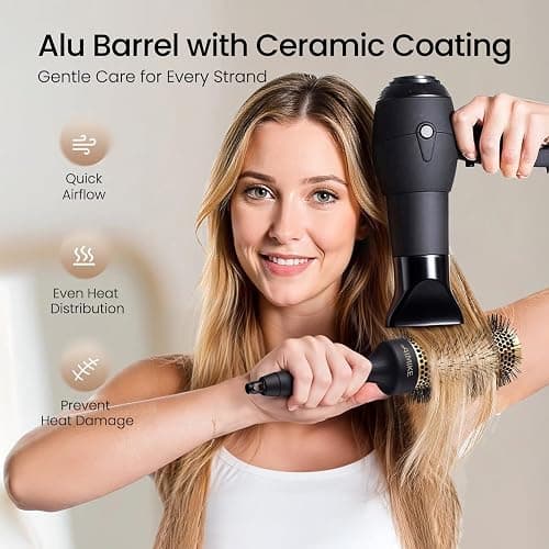 AIMIKE Round Brush for Blow Out, Medium Round Hair Brush with Nano Thermal Ceramic Tech, Quick Blow Drying & Styling, Volumizing Blowout Brushes for Women Medium Hair, 1.7 in Barrel (Not-electric) thumbnail 3