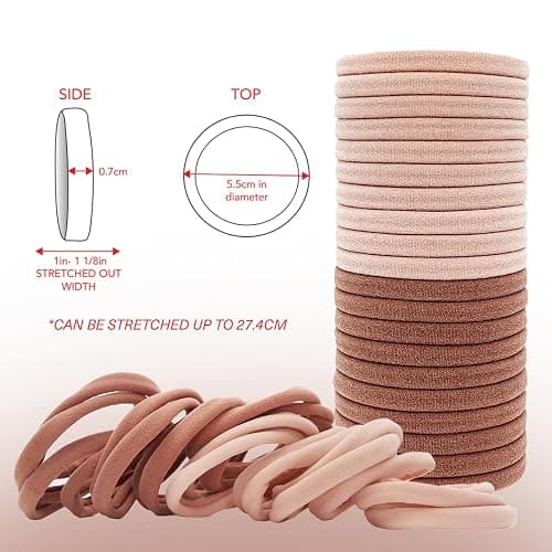 Kitsch Hair Ties No Damage - Strong, Stretchy & Snag-Free Hair Bands | Soft Nylon Ponytail Holders, Stylish Elastics for Everyday Hairstyles | Ideal Gifts for Women - Blush, 20pcs thumbnail 4