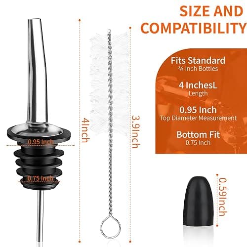 72 PACK Femilkt Liquor Pour Spout With Dust Caps,Stainless Steel Pourers Spouts for Liquor Bottles,Bottle Pourers for Alcohol, Olive Oil - Speed Pourers, Bar Bartender Accessories thumbnail 2