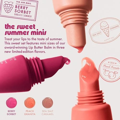 Summer Fridays Sweet Summer Minis Lip Balm Trio (0.35 Oz, 3 Ct) | Limited-Edition Tinted Lip Gloss Gift Set, Hydrating, Non-Sticky Sheer Color, Nourishing Skin Care Ingredients, Vegan thumbnail 2