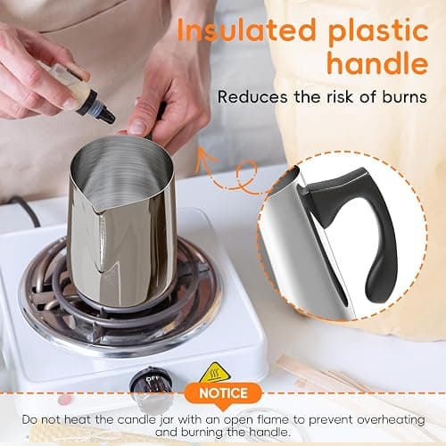 CasaCulina Candle Making Pouring Pot, 32oz Stainless Steel Wax Melting Pot with Heat-Resistant Handle, Double Boiler Candle Making Pitcher with Dripless Pouring Spout Design thumbnail 6