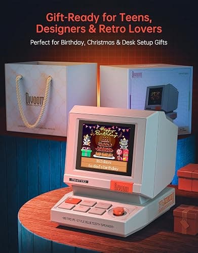 Divoom MiniToo Retro PC-Style Computer Speaker, Smart Pixel Screen with DIY Faces, Bluetooth & USB Audio, Alarm/White Noise Clock, Desk Setup Gift for Bedroom, Office & Gaming thumbnail 9