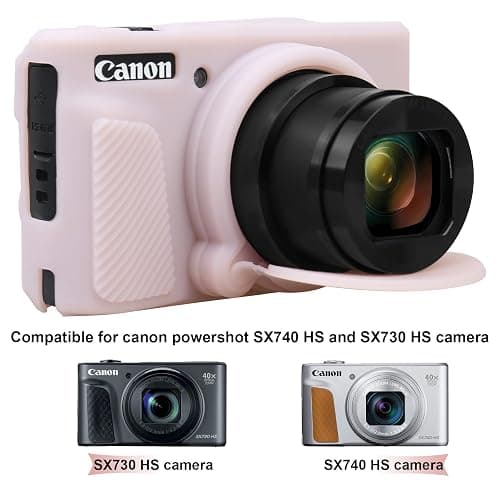 BOVKE Silicone Camera Case for Canon PowerShot SX740/ SX730 Digital Camera, SX740 Camera Soft Case Cover Rubber Camera Sleeve with Removable Lens Cover, Jelly Pink thumbnail 2