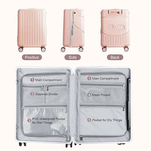MRPLUM Ride On Luggage with Seat&Seat Belt,Hard Shell Lightweight Rolling Spinner Wheels Travel Luggage with TSA Lock,20 inch,Pink thumbnail 4