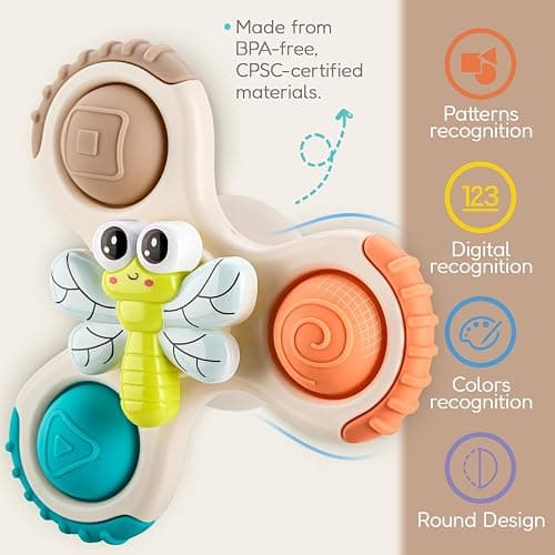ALASOU 3PCS Pop Suction Cup Spinner Toys for 1 Year Old Boy Girl|Novelty Spinning Tops Toddler Stocking Stuffers|Baby Bath Toy for Kids Ages 1-3|1 Year Old Boy Christmas Birthday Gift for Infant thumbnail 9