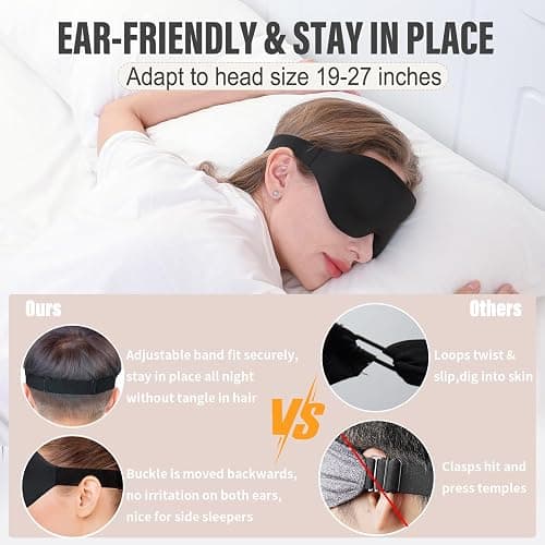 YIVIEW Sleep Mask for Side Sleeper, Complete Light Blocking 3D Pink Sleeping Eye Mask, Soft Breathable Eye Cover for Women Men, Relaxing Zero Pressure Night Blindfold thumbnail 6