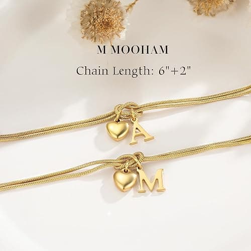 M MOOHAM Initial Knot Bracelets for Women - 18K Gold Plated Initial Knot Bracelets for Women Teen Girls, Trendy Letter A-Z Love Charm Bracelet Dainty Jewelry Womens Bridesmaid Birthday Gifts thumbnail 6