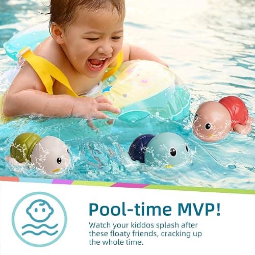LiKee Bath Toys 3 Pack with 3 Colors | Cute Swimming Turtles Wind Up Toys for Baby Toddlers 1+ Years Old | Floating Bath & Pool Toys for Kids Age 1-3-5 | Baby Shower & Birthday Gift (Boys Girls) thumbnail 4