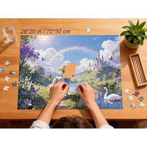 Windgift Puzzles for Adults 1000 Pieces - Fairy Tale Themed Colorful Jigsaw Puzzles, Fun Family Game, Challenging Brain Teaser, 28 x 20 in, Great Gift Idea & Home Decor (Princess and Castle) thumbnail 2