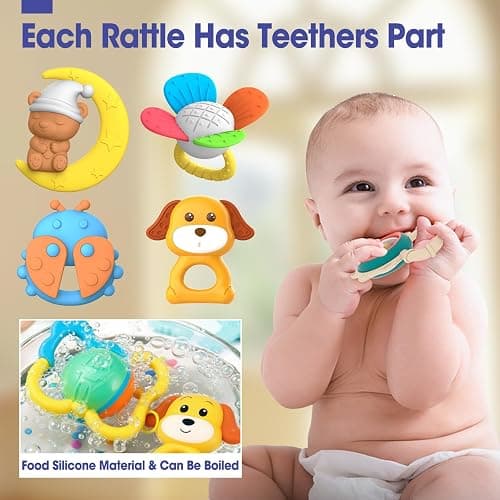 AZEN 16 Pack Baby Rattles Teething Toys 3-6 Months, Baby Toys 0-6 Months, Newborn Infant Toys 6-12 Months, Essentials Must Haves Wrist Socks Toddler Stocking Stuffers Christmas Gifts thumbnail 3
