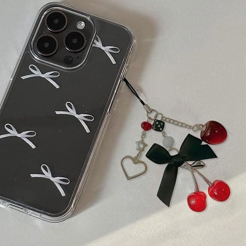 Muorruo Handyanhänger-Gurt, süße Kirsch-Handygurte, ästhetische rosa-rot-Schwarze Blaukirschen-Handykette, Y2K-Zubehör für Kamera-Schlüsselanhänger-Taschenanhänger-Dekor-Geschenk thumbnail 6