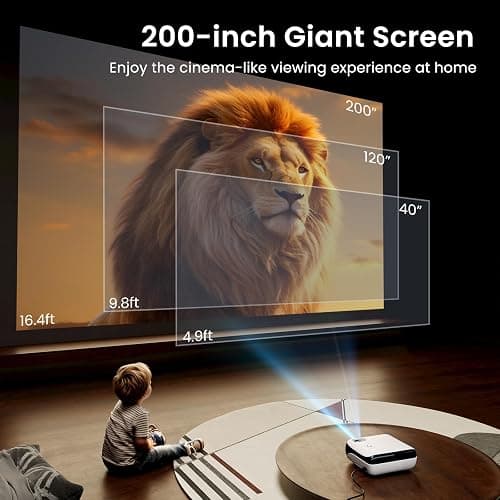 HAPPRUN Native 1080P Bluetooth Mini Projector, Full HD Portable Outdoor Movie Projector with Built-in Speaker, Compatible with Smartphone, HDMI, USB, AV, Fire Stick, PS5 for Home, Bedroom, Outdoor Use thumbnail 7