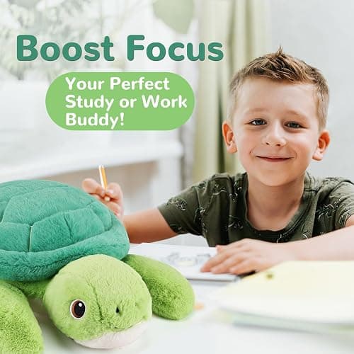 gnomantic Turtle Weighted Stuffed Animals - 22 Inch 4.5 Pounds Weighted Plushies Sea Turtle Stuffed Animal - Big Tortoise Plush Pillow - Cute Plush Toys Gifts for Kids & Adults (22" 4.5 lbs) thumbnail 6
