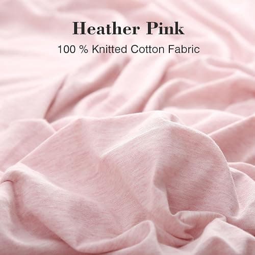PURE ERA Jersey Knit Duvet Cover Set 100% T-Shirt Cotton Super Soft Comfy 3pc Bedding Set with Zipper Closure (Heather Pink, Queen) thumbnail 2