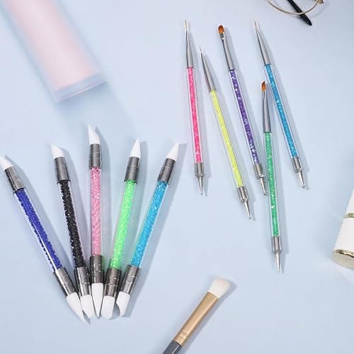 JOELELI 10PCS Nail Art Brushes Set, Double-Ended Detailing & Dotting Pens for UV Gel & Acrylic Nail Designs, Nail Art Tools for Women and Girls, Home Salon Accessories thumbnail 5