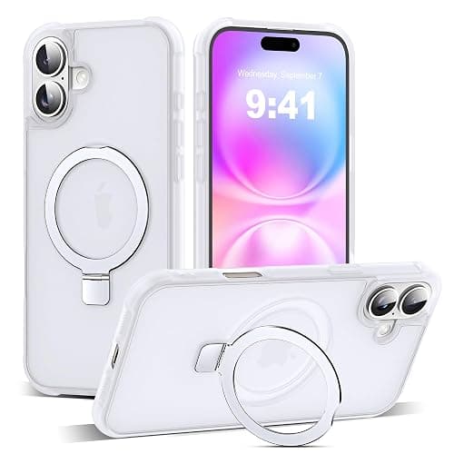 SKYLMW Compatible with iPhone 16 Plus Case with Stand,Translucent | iPhone 16 Plus Phone Case 6.7",Magnetic Ring Stand,Compatible with MagSafe,Military-Grade Protection,Great Grip Feeling - Image 1
