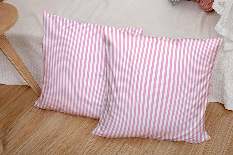 EMMTEEY Set of 2 Stripe Pink White Pillow Covers Geometric Stripes Throw Pillow Covers 18x18 Inch Decorative Pillow Cases for Couch Bedroom Living Room thumbnail 9
