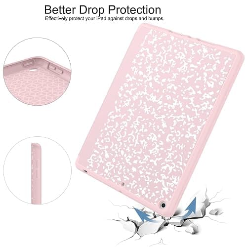 Soke Case for iPad 9th Generation 2021/8th Gen 2020/7th Gen 2019 with Pencil Holder - Premium Shockproof Case with Soft TPU Back Cover & Auto Sleep/Wake for iPad 10.2 Inch, Book Pink thumbnail 5