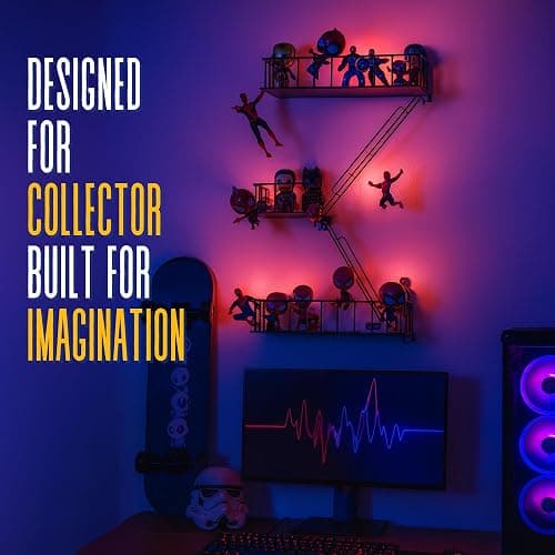 KOTIJOKI Fire Escape Wall Shelf – New York Decorative Floating Shelf – Wall Art Ladder Shelf – Black Metal Trinket Shelves for Bedroom, Home, Office, Storage and Display (2.5-Tier) thumbnail 4