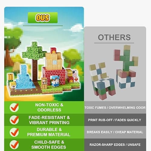 Fitrobust 200PCS Magnetic Building Blocks Set, Magnetic Tiles Kids Build Cubes STEM Game Toys, Build Forest World Set, Christmas Birthday Gifts for Boys & Girls Age 3 4 5 6 7 8 9 10, 0.8 in Size thumbnail 6