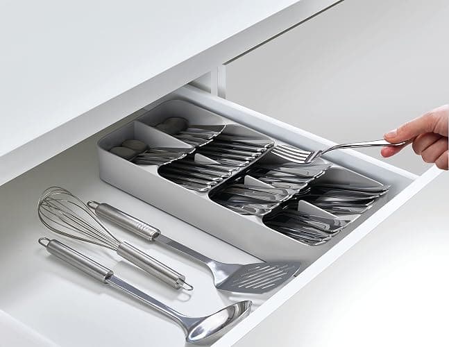 Joseph Joseph DrawerStore Compact Utensil Organizer For Kitchen Drawer Silverware, Flatware Tray, Grey thumbnail 2