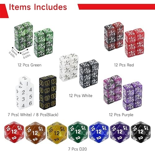 SIXPOINTS 130 Pieces MTG Counter Dice Plus 1 Life Counters Tokens 6 Sided D20 Dice & MTG Counters/Keyword Counters Set Compatible with Magic The Gathering, TCG, Card Games Accessories thumbnail 2