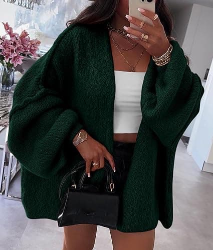 PRETTYGARDEN Womens Oversized Cardigan Sweaters 2025 Fall Long Lantern Sleeve Knit Open Front Lightweight Sweater thumbnail 8