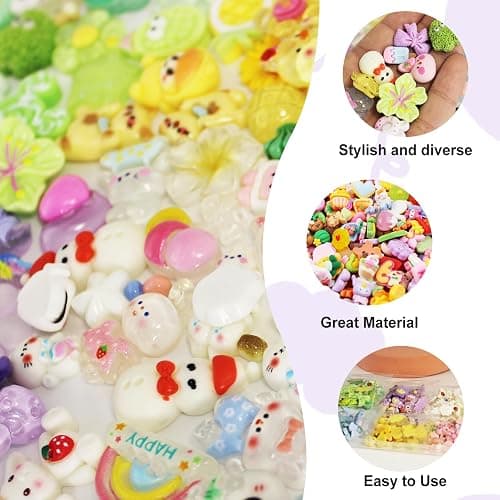 Bayurht 125PCS Slime Resin Charms 6 Colors Assorted Cute Charm Heart Bow Candy Charms Flatback Slime Charm Aesthetic Nail Beads for DIY Crafts Phone Cases thumbnail 5