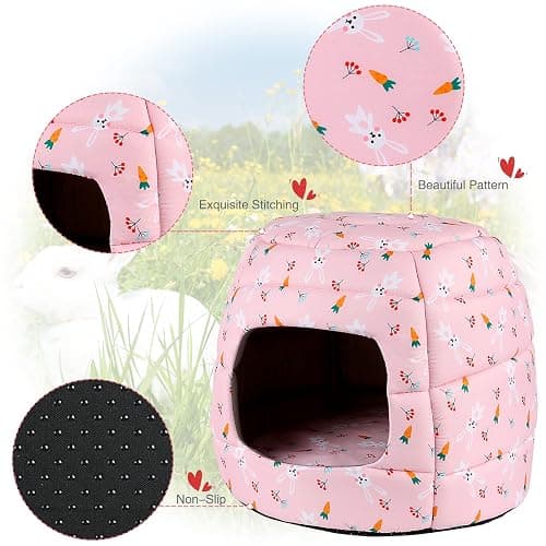 RANYPET Large Rabbit Bed House Foldable Winter Warm Bunny Hideout Cave for Guinea Pig Squirrel Ferret Hedgehog Chinchilla Cozy Cage Accessories thumbnail 3
